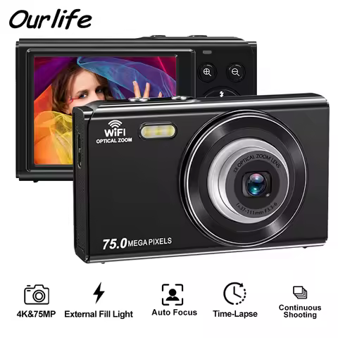 Ourlife 4K Digital Camera 3X Optical Zoom and 2X Digital Zoom HD Vlog Video Recorder YouTube 2.8 Inc