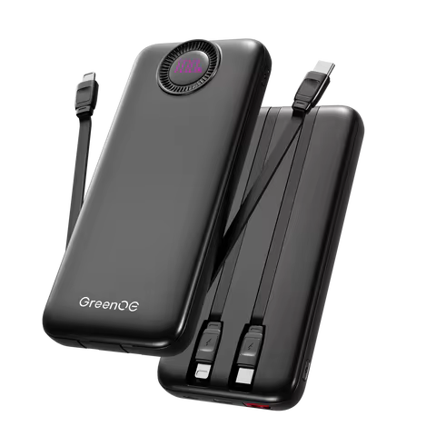 10000mAh 22.5W Portable Charger with Built in Cables 4 Outputs 2 Inputs 5V/3A Fast Charging Power Ba