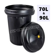 Heavy Duty Fiber Garbage Dustbin Trash Pail with Cover 70L & 90L / Tong sampah / Garbage bin / Trash