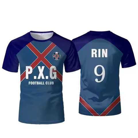 Anime Rin Shirt Cosplay Costumes #9 Football Club Jersey Rin Itoshi Soccer Training T-Shirt 3D Print