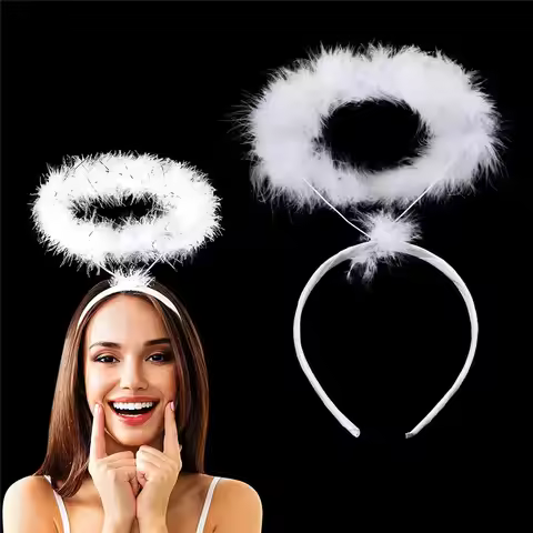 Angel Feather Halo Headband Black White Angel Headbands Christmas Festival Party Angel Outfit Cospla