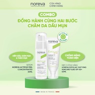 Combo đồng hành cùng hai bước chăm da dầu mụn với Serum Noreva Actipur Peel và Kem Chống Nắng Noreva