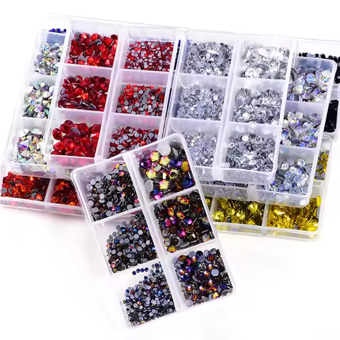 1200pcs Mix Sizes Hot Fix Rhinestones Set Flatback Stone Crystal Glass Strass стразы Hotfix Rhinesto