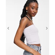 STRADIVARIUS LILAC RIBBED BANDEAU TOP