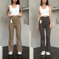 FIare Pants - Hightwait KuIot Cutbray - CeIana CasuaI Chinos Stratch MeIar