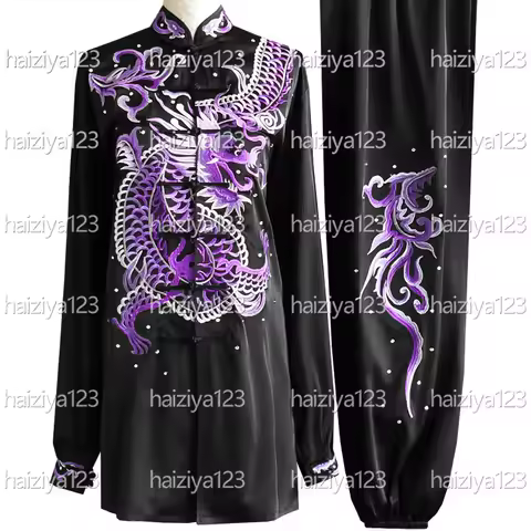 Embroidered dragon Tai chi uniform Qigong garment Taiji clothes Wushu suit Kungfu outfit for boy gir