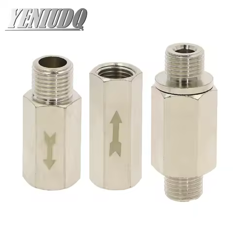 Pneumatic Check Valve Hexagonal Copper Nickel Plated Male Female thread 1/8" 1/4" 3/8" 1/2" 3/4" Gas