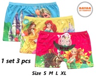 BAYIe - 3 PCS Celana Dalam / CD BOXER Anak Perempuan/Cewek AS GIRLS/ELOISE/HAPPY GIRL Kids Underwear