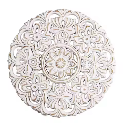 Wood Mandala Hanging Decorative Wood Panels Delicate Carved Flower Of Life Wall Exquisite Wooden Wal