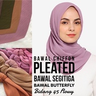 Tudung Bawal tiga segi full pleated | Bawal pleated butterfly | bawal premium
