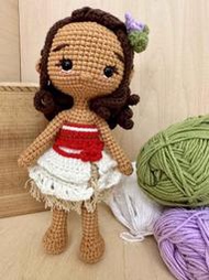 迪斯尼公主 Moana 毛線娃娃 衣服可穿脫 純手工 毛線編織 鉤針 成品 萌娃娃 生日禮物 交換禮物