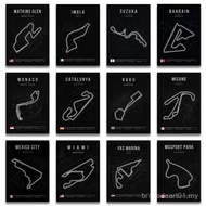 ROSHK F1 World Race Track Canvas Wall Art Print Poster Racing Car Decorative Painting Modern Home De