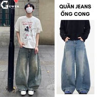 Men's baggy wide-leg jeans with curved hem, size S-XL GWEN