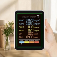 6 in 1 Air Quality Detector Infrared Sensor CO CO2 TVOC HCHO PM2.5 PM10 LED Color Screen Indoor Test