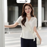 Áo sơ mi cách điệu Wrap cổ V IVY moda MS 16B0331