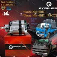 {8-97248297-0} Alternator Isuzu Nkr 4Bd1 /  Isuzu Npr 4Bd1 3.9CC [3Pin] [B-Belt] [45Apm] Everlife