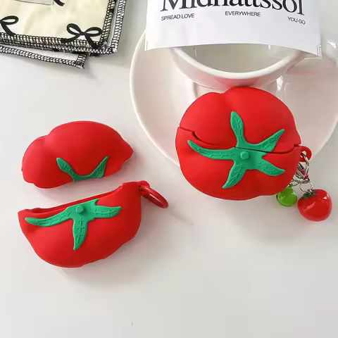 3D Simulation Tomato Funny Earpods Case with Pendant For Samsung Galaxy Buds 3 Pro Buds 3Pro Wireles