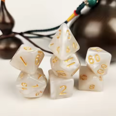 7pcs Gold Text Series Marble Pattern Dice Set is perfect for role-playing games, Pathfinder, and rol