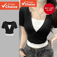 Casual T-Shirt Fake 2 In 1 Summer/Spring T-Shirt for Women L129ED337