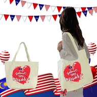 Ready Stock HOT Beg Tote Hari Kebangsaan Malaysia Bercetak Beg Hari Kemerdekaan Malaysia Beg Tote Be