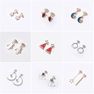 Cute Flower Earing Clip Anting Perempuan Fake Earring Without Piercing Drop Clip on Earrings Korean 
