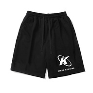Men's and Women's Shorts K-patterned Elastic Pants, Thick Fleece Shorts with Pockets and Drawstring,