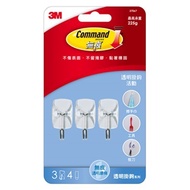 [Shidaixin Stationery] 3M 37067CLR Transparent Movable Hook (3 Hooks/4 Small Rubber Strips) 225g