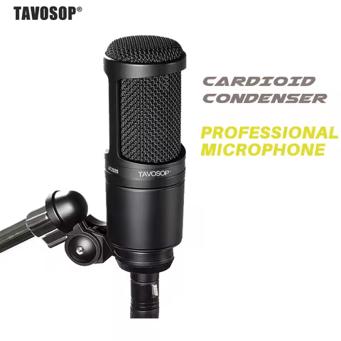 TAVOSOP-AT2020 Cardioid Condenser Professional Microphone for Home Studio Applications Mic For Recor
