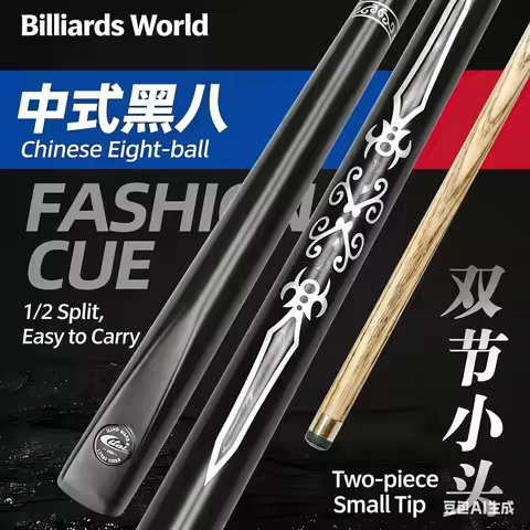 Snooker Cue – 1/2 Split Joint Fore-piece Made of Ash Wood Butt Made of Oak Wood 10MM Screw-on Tip