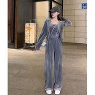 Leisure Sports Suit - Stylish Velvet Three-Piece Set for Women