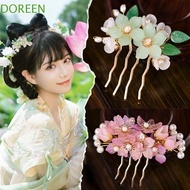 DOREEN Chinese Style Hair Stick, Flower Tassel Hanfu Hairpin, Cute Hair Sticks for Buns Hair Comb Hanfu Headwear Hanfu Accessories