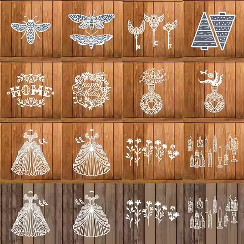 Vintage Wedding Dress Butterfly Bee Wreath Creature Cutting Dies Set Hanging Ornament Dies for DIY S