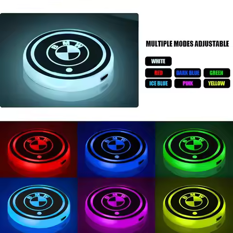 7 Color LED Car Cup Holder Light Luminous Coaster Water Cup Pad For BMW M M3 M5 M6 M2 X1 X2 X3 X5 X6