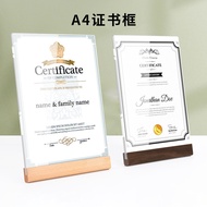 A4 Crystal Photo Frame Acrylic Wedding Certificate Photo Frame Honor Certificate Solid Wood Photo Fr