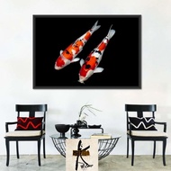 lukisan sepasang ikan koi ukuran 60cmx90cm plus bingkai