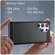 Samsung Galaxy S24 Ultra S24 Plus S24 A15 4G A15 5G Carbon Brushed Back Case Cover Soft Casing Phone