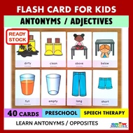 Antonyms 40pcs Flash Card for Kids English Flash Card Educational Card Speech Delay Speech Therapy