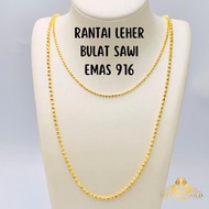 MYDORA Rantai Leher Biji Sawi Padu EMAS 916/22K