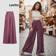 Lovito Seluar Boho Corak Etnik Berlipat untuk Wanita L112ED565