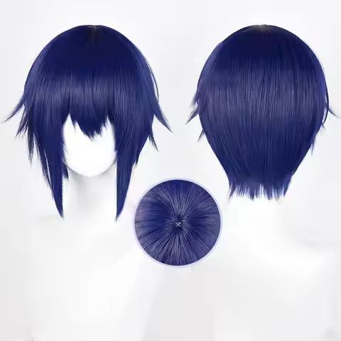 1Dark Blue Cosplay Wig for Shugo Chara! Tsukiyomi Ikuto Yoru Imitation Scalp Rose Net Anime Cos Wig