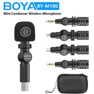 BOYA BY-M100 Mini Condenser Wireless Microphone Plug And Play For PC Mobile Youtube Live Streaming Audio Recording Vlog