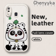 Chenyyyka เคส A20s M10s A20 A30ปลอกสำหรับ Samsung ลายการ์ตูนรูปแพนด้าน่ารักดีไซน์ใหม่บางนุ่มหนังซิลิกาเคสโทรศัพท์เจลฝาปิดเลนส์เต็มกล้องเคสกันกระแทกกันกระแทก