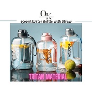 2500ml Tritan Water Bottle With Straw BPA Free Leakproof For Gym Workout Training Sport Botol Besar 