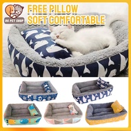 【Free pillow】Dog Bed Pet Cat Washable Cotton Cushion Sleeping Bed Dog Bed Washable Large Dog Bed