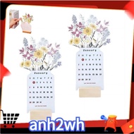 【A-NH】2Piece 2024 Bloomy Flowers Desk Calendar Desk Calendar 2024 2024 Flower-Themed Calendar  Mini Desk Calendar