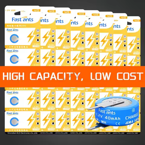 Ni-MH Rechargeable Button Battery 1.2V 2.4V 3.6V 20mAh 40mAh 60mAh 80mAh Coin Cell 40H 60 80H for Ti
