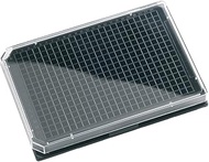 J.G. Finneran 324021 384-Well Krystal Glass Bottom Imaging Plate with Lid, Black (Pack of 10)