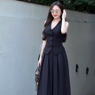 Set bộ siêu HOT áo kiểu vest gile kèm chân váy dài xếp ly thanh lịch MTB