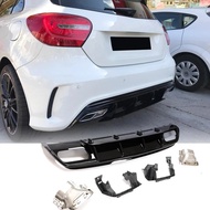W176 A180 A200 A250 A45 AMG Design Rear Diffuser With Exhaust Tips Gloss Black