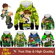 Anime Ben 10 Long Sleeve Printed Hoodie For Kids Boys Girls Unisex Hoodies Tops Halloween Cosplay Costume Casual Streetwear